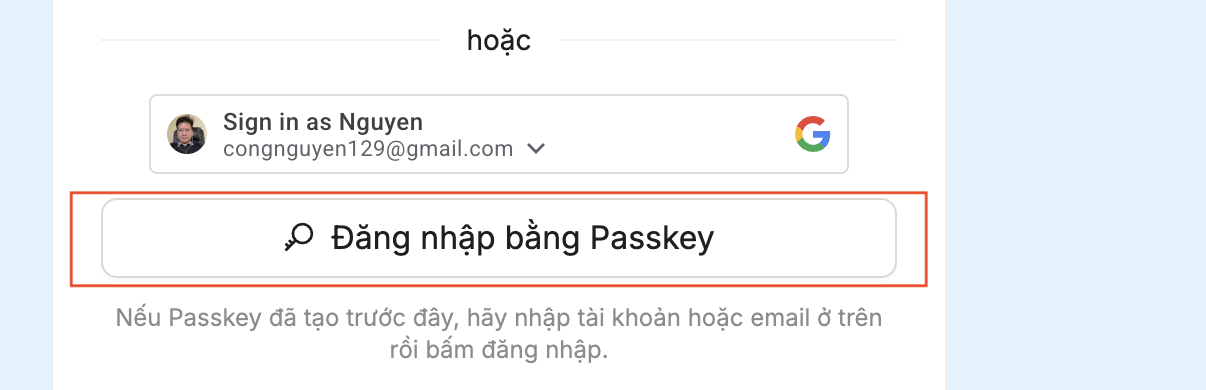 Đăng nhập bằng Passkey