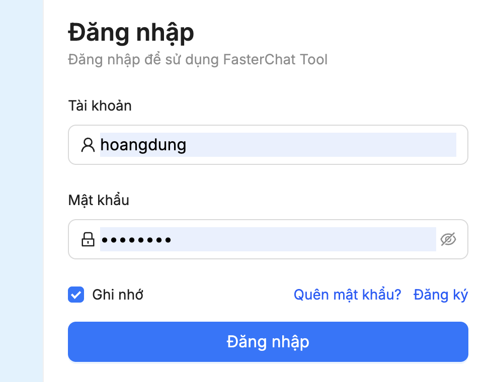 Màn hình đăng nhập hệ thống