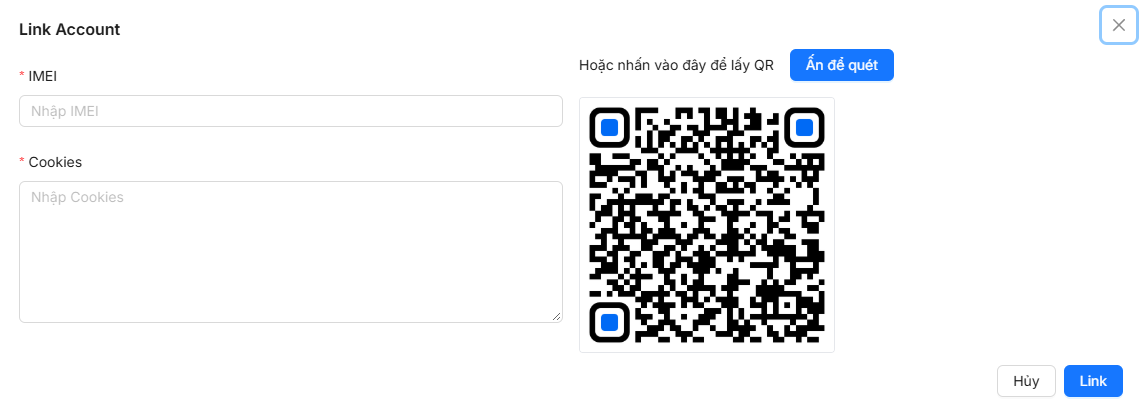 Quét QR liên kết tài khoản
