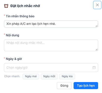 Tạo lịch nhắc