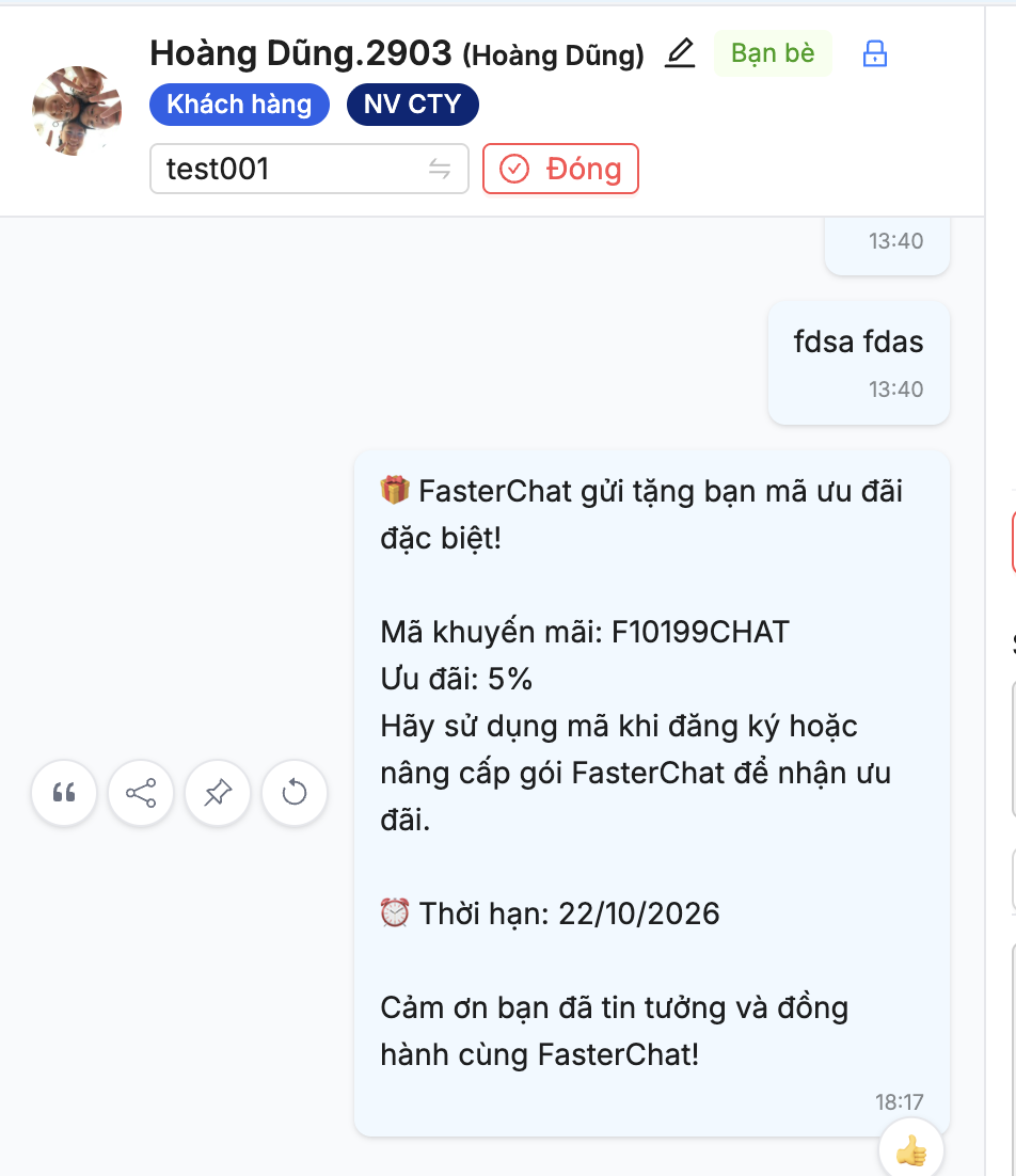 Tin nhắn quà tặng gửi cho khách hàng
