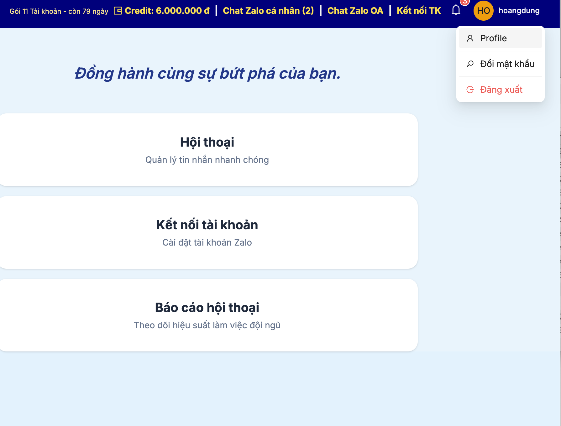 Truy cập Profile